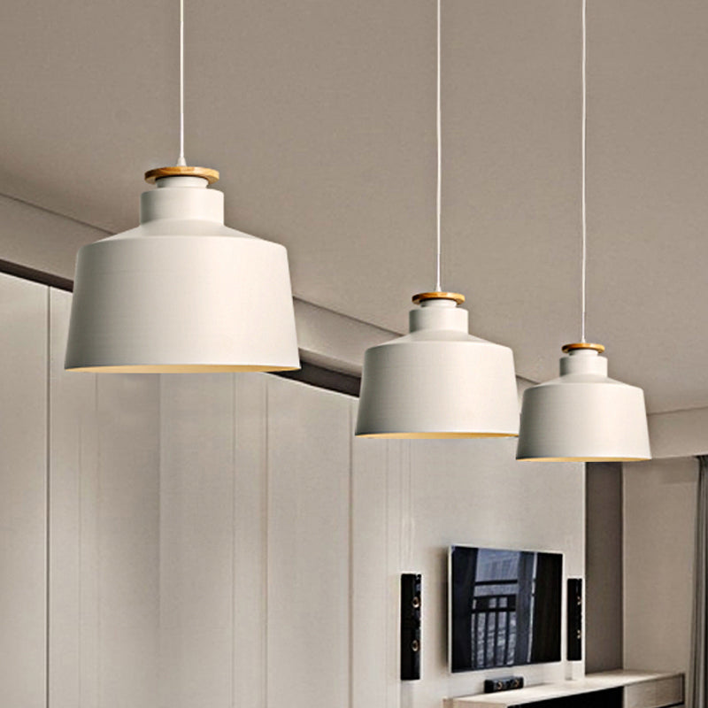 1 Head Barn/Cylinder/Tapered Pendant Light Modern Style Black/White Finish Metal Hanging Ceiling Light with Adjustable Cord Clearhalo 'Ceiling Lights' 'Modern Pendants' 'Modern' 'Pendant Lights' 'Pendants' Lighting' 765115