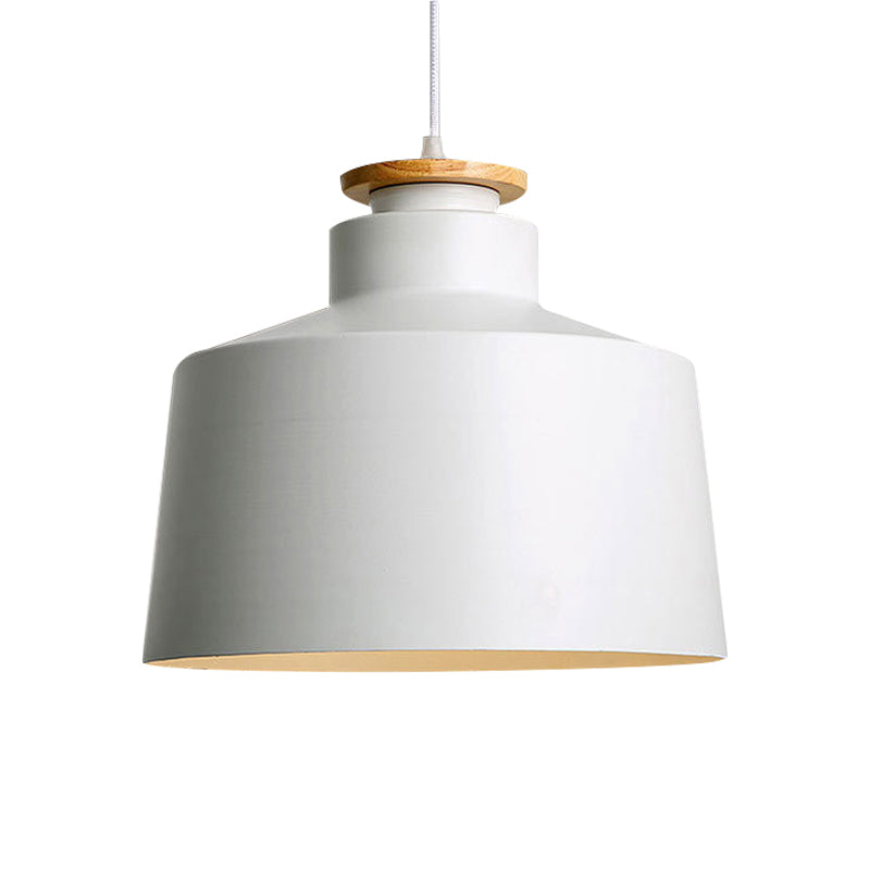 1 Head Barn/Cylinder/Tapered Pendant Light Modern Style Black/White Finish Metal Hanging Ceiling Light with Adjustable Cord Clearhalo 'Ceiling Lights' 'Modern Pendants' 'Modern' 'Pendant Lights' 'Pendants' Lighting' 765116