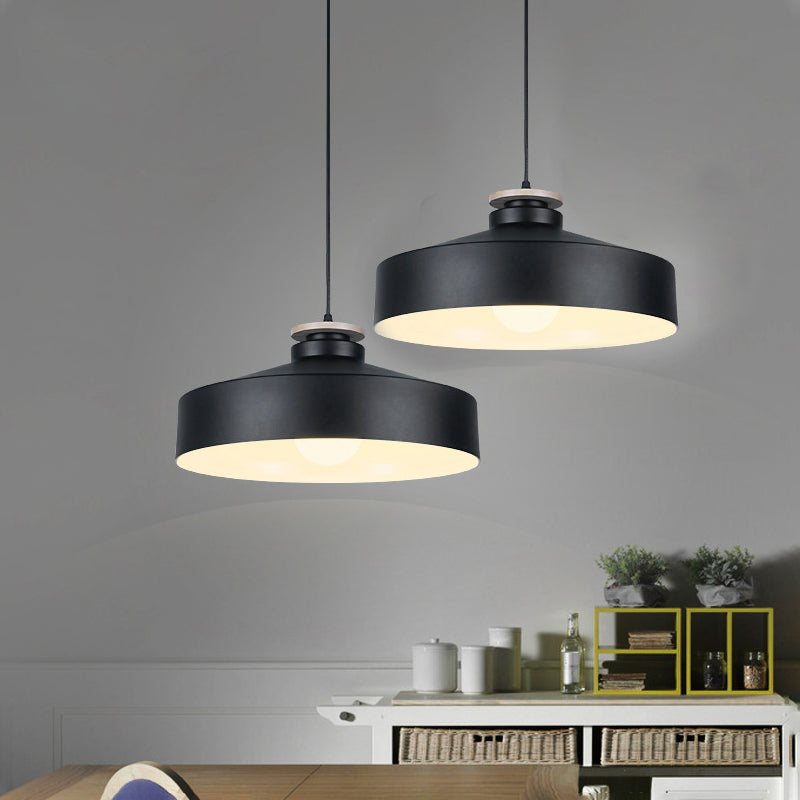 1 Head Barn/Cylinder/Tapered Pendant Light Modern Style Black/White Finish Metal Hanging Ceiling Light with Adjustable Cord Clearhalo 'Ceiling Lights' 'Modern Pendants' 'Modern' 'Pendant Lights' 'Pendants' Lighting' 765118