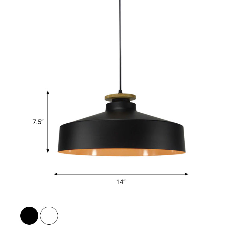 1 Head Barn/Cylinder/Tapered Pendant Light Modern Style Black/White Finish Metal Hanging Ceiling Light with Adjustable Cord Clearhalo 'Ceiling Lights' 'Modern Pendants' 'Modern' 'Pendant Lights' 'Pendants' Lighting' 765122