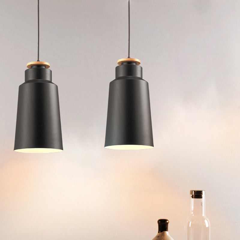 1 Head Barn/Cylinder/Tapered Pendant Light Modern Style Black/White Finish Metal Hanging Ceiling Light with Adjustable Cord Clearhalo 'Ceiling Lights' 'Modern Pendants' 'Modern' 'Pendant Lights' 'Pendants' Lighting' 765127