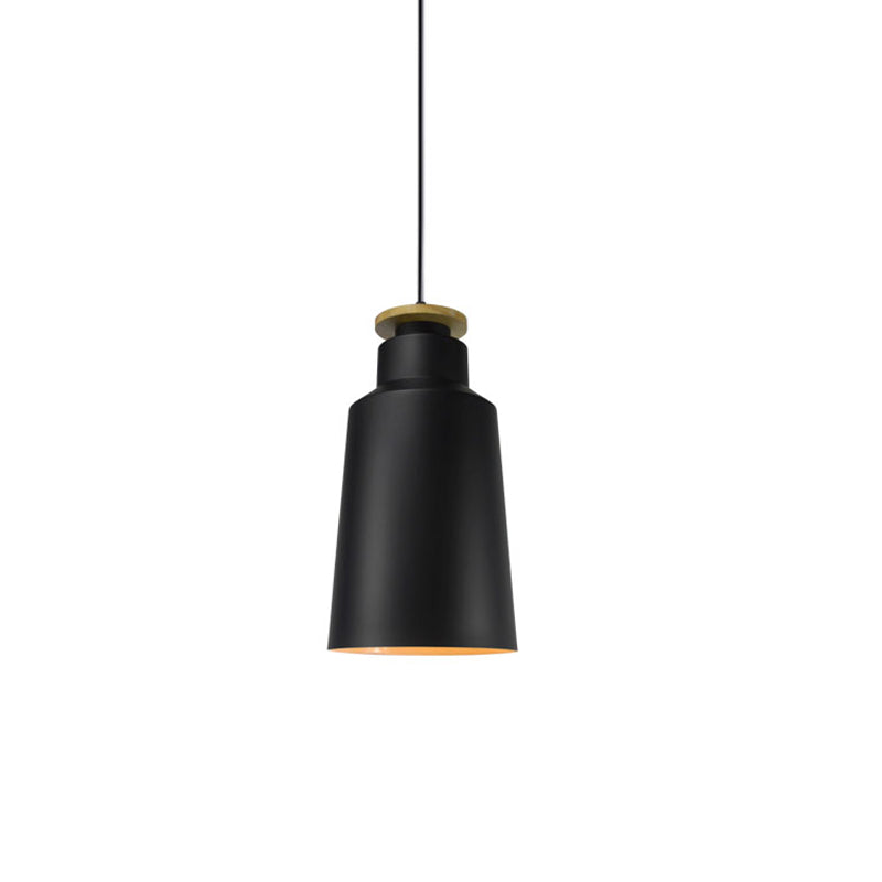 1 Head Barn/Cylinder/Tapered Pendant Light Modern Style Black/White Finish Metal Hanging Ceiling Light with Adjustable Cord Clearhalo 'Ceiling Lights' 'Modern Pendants' 'Modern' 'Pendant Lights' 'Pendants' Lighting' 765130