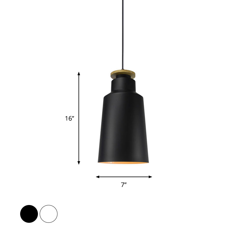 1 Head Barn/Cylinder/Tapered Pendant Light Modern Style Black/White Finish Metal Hanging Ceiling Light with Adjustable Cord Clearhalo 'Ceiling Lights' 'Modern Pendants' 'Modern' 'Pendant Lights' 'Pendants' Lighting' 765131