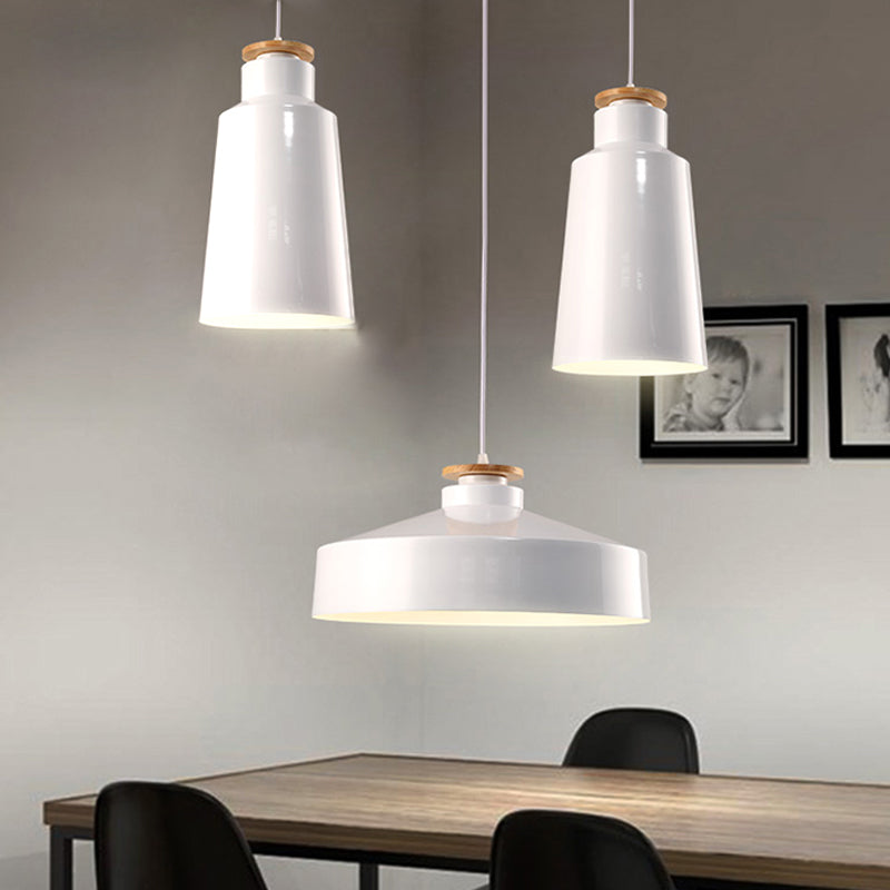 1 Head Barn/Cylinder/Tapered Pendant Light Modern Style Black/White Finish Metal Hanging Ceiling Light with Adjustable Cord Clearhalo 'Ceiling Lights' 'Modern Pendants' 'Modern' 'Pendant Lights' 'Pendants' Lighting' 765132