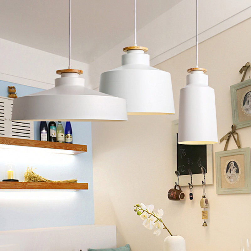 1 Head Barn/Cylinder/Tapered Pendant Light Modern Style Black/White Finish Metal Hanging Ceiling Light with Adjustable Cord Clearhalo 'Ceiling Lights' 'Modern Pendants' 'Modern' 'Pendant Lights' 'Pendants' Lighting' 765133