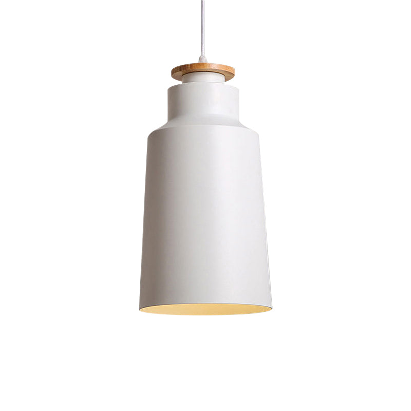 1 Head Barn/Cylinder/Tapered Pendant Light Modern Style Black/White Finish Metal Hanging Ceiling Light with Adjustable Cord Clearhalo 'Ceiling Lights' 'Modern Pendants' 'Modern' 'Pendant Lights' 'Pendants' Lighting' 765135