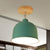 Yellow/Green 1 Bulb Semi-Flush Ceiling Light Modern Metallic Dome Shade Ceiling Mounted Fixture for Bedroom Green Clearhalo 'Ceiling Lights' 'Close To Ceiling Lights' 'Close to ceiling' 'Semi-flushmount' Lighting' 765302