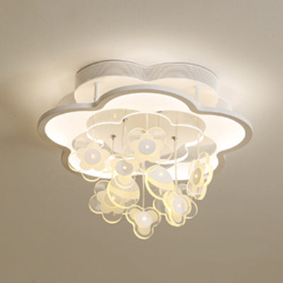 Blossom Adult Kid Bedroom Ceiling Light Acrylic Modern LED Flushmount Light Fixture White 18" Warm Clearhalo 'Ceiling Lights' 'Close To Ceiling Lights' 'Close to ceiling' 'Flush mount' Lighting' 76614