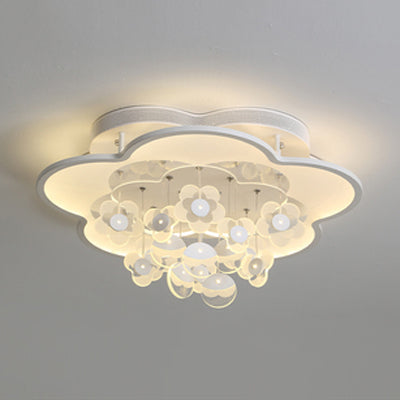 Blossom Adult Kid Bedroom Ceiling Light Acrylic Modern LED Flushmount Light Fixture White 23.5" Warm Clearhalo 'Ceiling Lights' 'Close To Ceiling Lights' 'Close to ceiling' 'Flush mount' Lighting' 76617