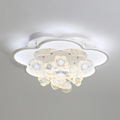 Blossom Adult Kid Bedroom Ceiling Light Acrylic Modern LED Flushmount Light Fixture White 23.5" 2 Color Clearhalo 'Ceiling Lights' 'Close To Ceiling Lights' 'Close to ceiling' 'Flush mount' Lighting' 76618