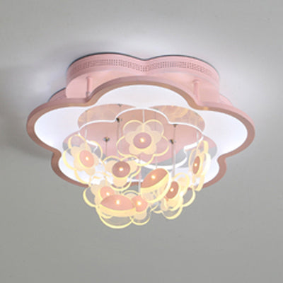 Blossom Adult Kid Bedroom Ceiling Light Acrylic Modern LED Flushmount Light Fixture Pink 23.5" 2 Color Clearhalo 'Ceiling Lights' 'Close To Ceiling Lights' 'Close to ceiling' 'Flush mount' Lighting' 76620