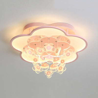 Blossom Adult Kid Bedroom Ceiling Light Acrylic Modern LED Flushmount Light Fixture Pink 18" Warm Clearhalo 'Ceiling Lights' 'Close To Ceiling Lights' 'Close to ceiling' 'Flush mount' Lighting' 76623