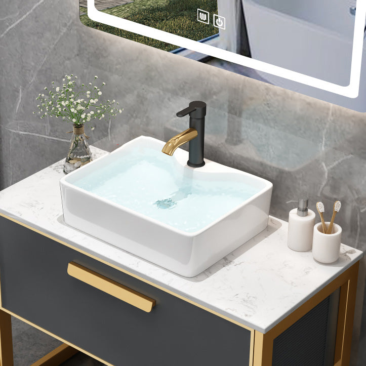 Metal Glam Sink Vanity Freestanding Faucet Included Bathroom Sink Vanity Clearhalo 'Bathroom Remodel & Bathroom Fixtures' 'Bathroom Vanities' 'bathroom_vanities' 'Home Improvement' 'home_improvement' 'home_improvement_bathroom_vanities' 7667343