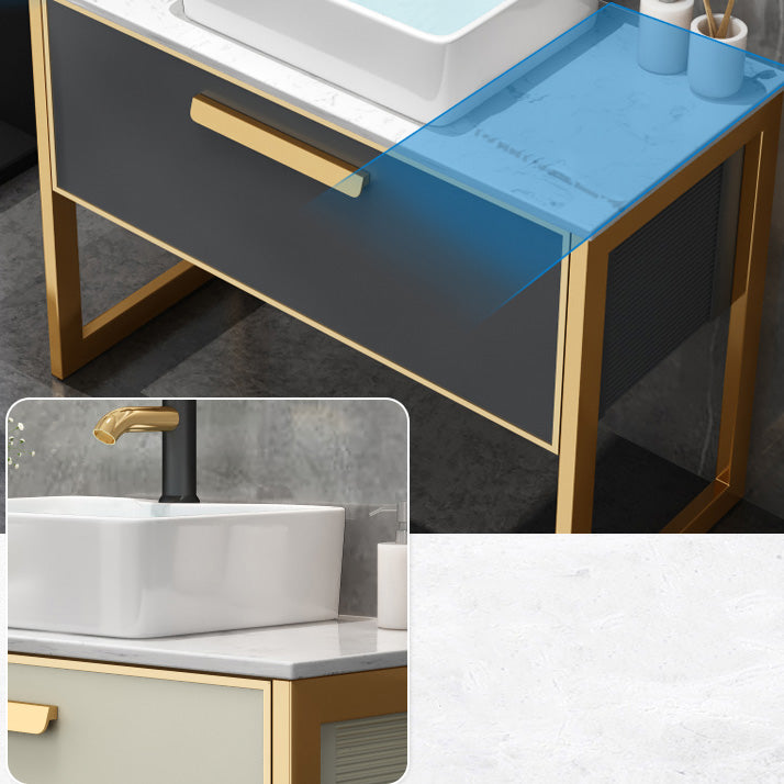 Metal Glam Sink Vanity Freestanding Faucet Included Bathroom Sink Vanity Clearhalo 'Bathroom Remodel & Bathroom Fixtures' 'Bathroom Vanities' 'bathroom_vanities' 'Home Improvement' 'home_improvement' 'home_improvement_bathroom_vanities' 7667345