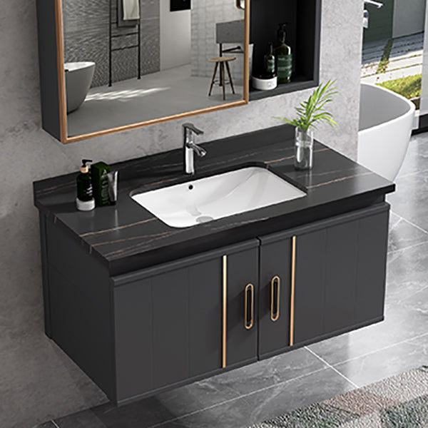 Wall Mount Bathroom Sink Vanity Glam Bathroom Vanity with Mirror Clearhalo 'Bathroom Remodel & Bathroom Fixtures' 'Bathroom Vanities' 'bathroom_vanities' 'Home Improvement' 'home_improvement' 'home_improvement_bathroom_vanities' 7667395