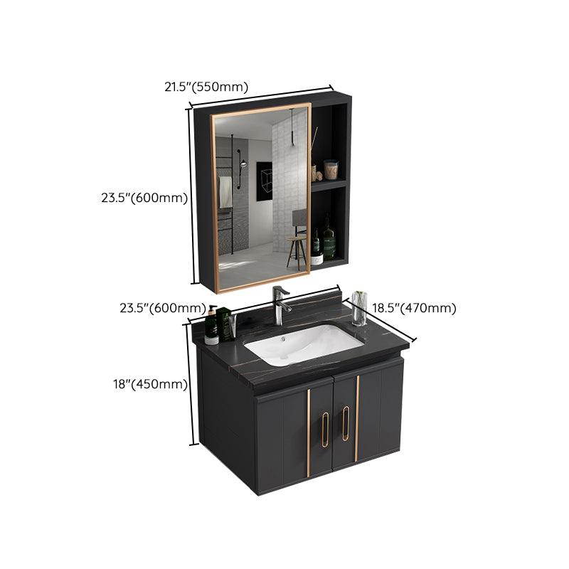 Wall Mount Bathroom Sink Vanity Glam Bathroom Vanity with Mirror Clearhalo 'Bathroom Remodel & Bathroom Fixtures' 'Bathroom Vanities' 'bathroom_vanities' 'Home Improvement' 'home_improvement' 'home_improvement_bathroom_vanities' 7667415