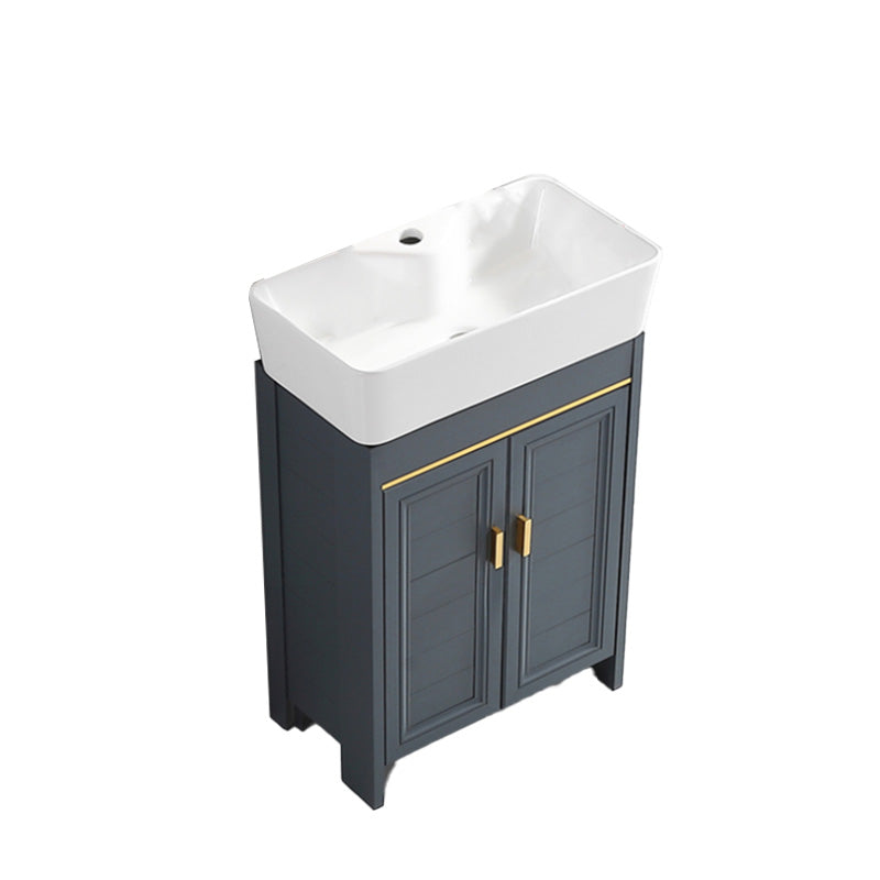Glam Metal Sink Vanity Freestanding Single-Sink Bathroom Sink Vanity Bathroom Vanity 22"L x 12"W x 32"H Clearhalo 'Bathroom Remodel & Bathroom Fixtures' 'Bathroom Vanities' 'bathroom_vanities' 'Home Improvement' 'home_improvement' 'home_improvement_bathroom_vanities' 7667448