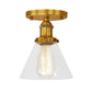 Single Light Semi Flush Mount Industrial Cone Clear Glass Light Fixtures Ceiling in Black/Bronze/Copper Clearhalo 'Ceiling Lights' 'Close To Ceiling Lights' 'Close to ceiling' 'Glass shade' 'Glass' 'Semi-flushmount' Lighting' 767209