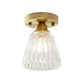 Single Bulb Semi Flush Mount Industrial Cone Clear Textured Glass Ceiling Light in Brass for Living Room Clearhalo 'Ceiling Lights' 'Close To Ceiling Lights' 'Close to ceiling' 'Flush mount' 'Industrial Flush Mount' Lighting' 767240