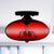 1 Light Ceiling Light Fixture with Oval Shade Red/Brown/Blue Glass Industrial Living Room Semi Flush in Black Red Clearhalo 'Ceiling Lights' 'Close To Ceiling Lights' 'Close to ceiling' 'Flush mount' 'Industrial Flush Mount' Lighting' 767291
