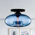 1 Light Ceiling Light Fixture with Oval Shade Red/Brown/Blue Glass Industrial Living Room Semi Flush in Black Blue Clearhalo 'Ceiling Lights' 'Close To Ceiling Lights' 'Close to ceiling' 'Flush mount' 'Industrial Flush Mount' Lighting' 767299