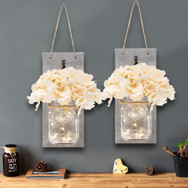 2 Pack White Flower Hanging Wall Light Clear Glass Shade String Light for  Hallway - Clearhalo