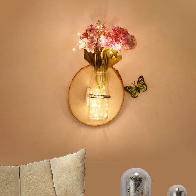 Multicolored Floral Wall String Light Rustic Clear Glass Shade Twinkle Light for Cafe Clearhalo 'Wall Lamps & Sconces' 'Wall Lights' Lighting' 767445