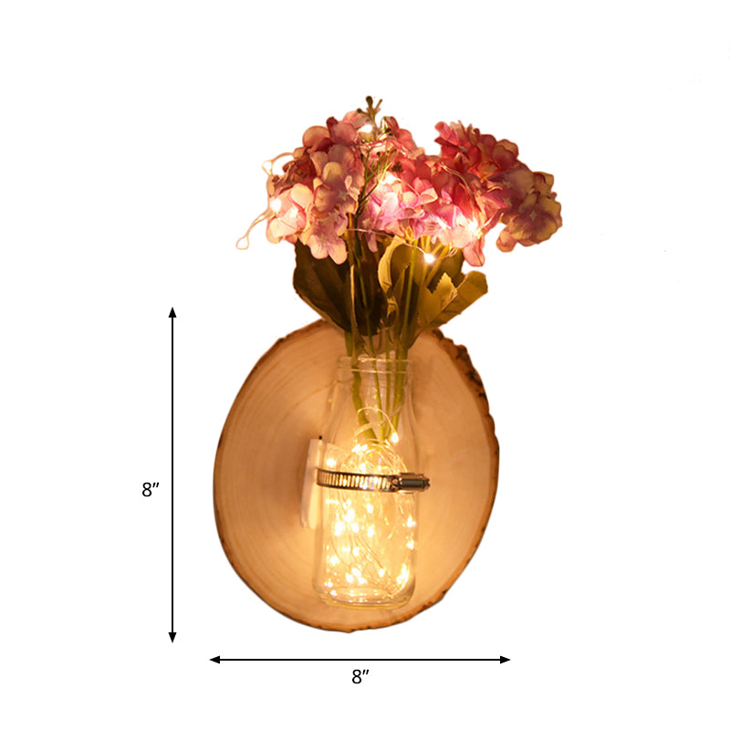 Multicolored Floral Wall String Light Rustic Clear Glass Shade Twinkle Light for Cafe Clearhalo 'Wall Lamps & Sconces' 'Wall Lights' Lighting' 767448