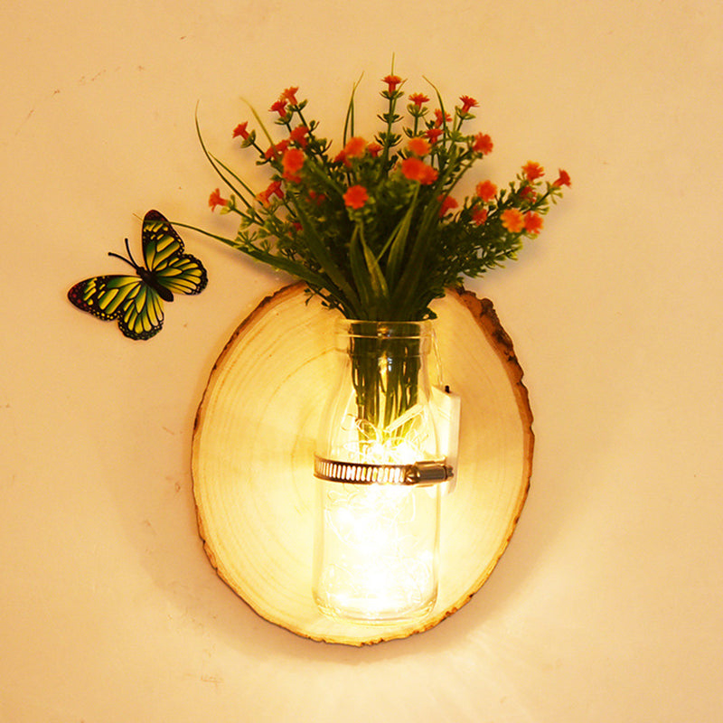 Multicolored Floral Wall String Light Rustic Clear Glass Shade Twinkle Light for Cafe Orange Clearhalo 'Wall Lamps & Sconces' 'Wall Lights' Lighting' 767451