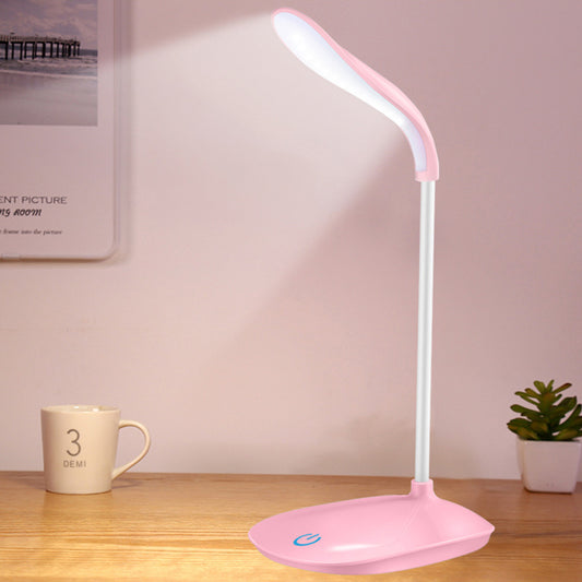 Blue/Pink/White USB Charging Desk Lamp Modern Style Touch-Sensitive Table Lamp for Reading Pink Clearhalo 'Desk Lamps' 'Lamps' Lighting' 767503