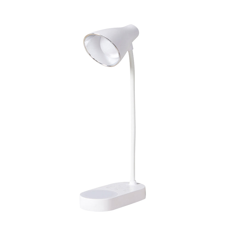5-Level Dimmer LED Desk Lamp Touch Sensitive USB Charging Bell Shade Study Light in White Clearhalo 'Desk Lamps' 'Lamps' Lighting' 767523