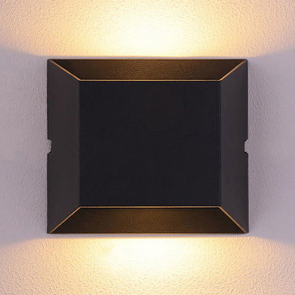 Squared Shade Wall Lighting Simple Style Metallic LED Balcony Wall Sconce Lamp in Matte Black, Warm/White Lighting Black Clearhalo 'Cast Iron' 'Glass' 'Industrial' 'Modern wall lights' 'Modern' 'Tiffany' 'Traditional wall lights' 'Wall Lamps & Sconces' 'Wall Lights' Lighting' 767725