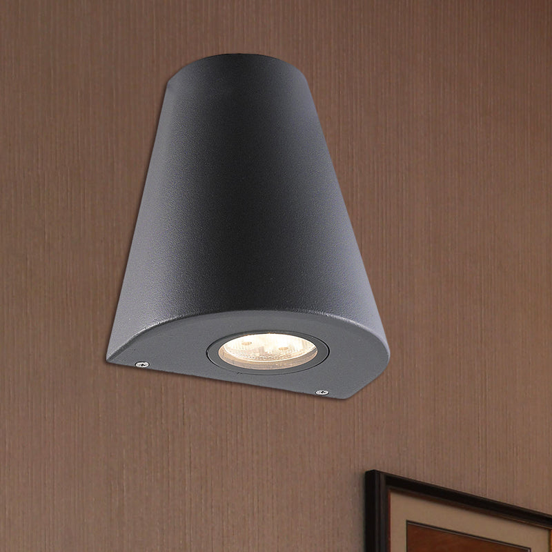 Modernist LED Wall Sconce Lamp with Aluminum Shade Black/Gray Tapered Sconce Lighting for Porch, Warm/White Lighting Clearhalo 'Cast Iron' 'Glass' 'Industrial' 'Modern wall lights' 'Modern' 'Tiffany' 'Traditional wall lights' 'Wall Lamps & Sconces' 'Wall Lights' Lighting' 767741