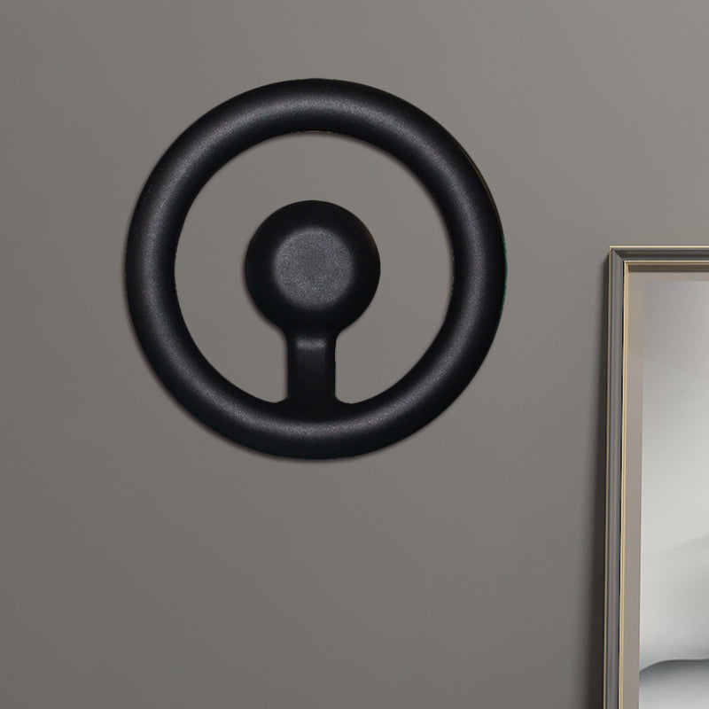Minimalism LED Wall Lighting with Aluminum Shade Black/White Steering Wheel/Circline Sconce Fixture for Bedroom Clearhalo 'Cast Iron' 'Glass' 'Industrial' 'Modern wall lights' 'Modern' 'Tiffany' 'Traditional wall lights' 'Wall Lamps & Sconces' 'Wall Lights' Lighting' 767755