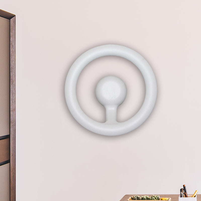Minimalism LED Wall Lighting with Aluminum Shade Black/White Steering Wheel/Circline Sconce Fixture for Bedroom Clearhalo 'Cast Iron' 'Glass' 'Industrial' 'Modern wall lights' 'Modern' 'Tiffany' 'Traditional wall lights' 'Wall Lamps & Sconces' 'Wall Lights' Lighting' 767759