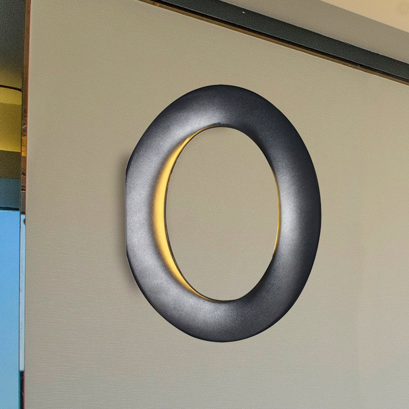 Minimalism LED Wall Lighting with Aluminum Shade Black/White Steering Wheel/Circline Sconce Fixture for Bedroom Clearhalo 'Cast Iron' 'Glass' 'Industrial' 'Modern wall lights' 'Modern' 'Tiffany' 'Traditional wall lights' 'Wall Lamps & Sconces' 'Wall Lights' Lighting' 767764