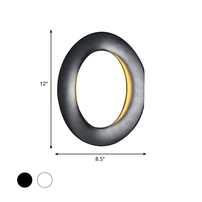 Minimalism LED Wall Lighting with Aluminum Shade Black/White Steering Wheel/Circline Sconce Fixture for Bedroom Clearhalo 'Cast Iron' 'Glass' 'Industrial' 'Modern wall lights' 'Modern' 'Tiffany' 'Traditional wall lights' 'Wall Lamps & Sconces' 'Wall Lights' Lighting' 767766