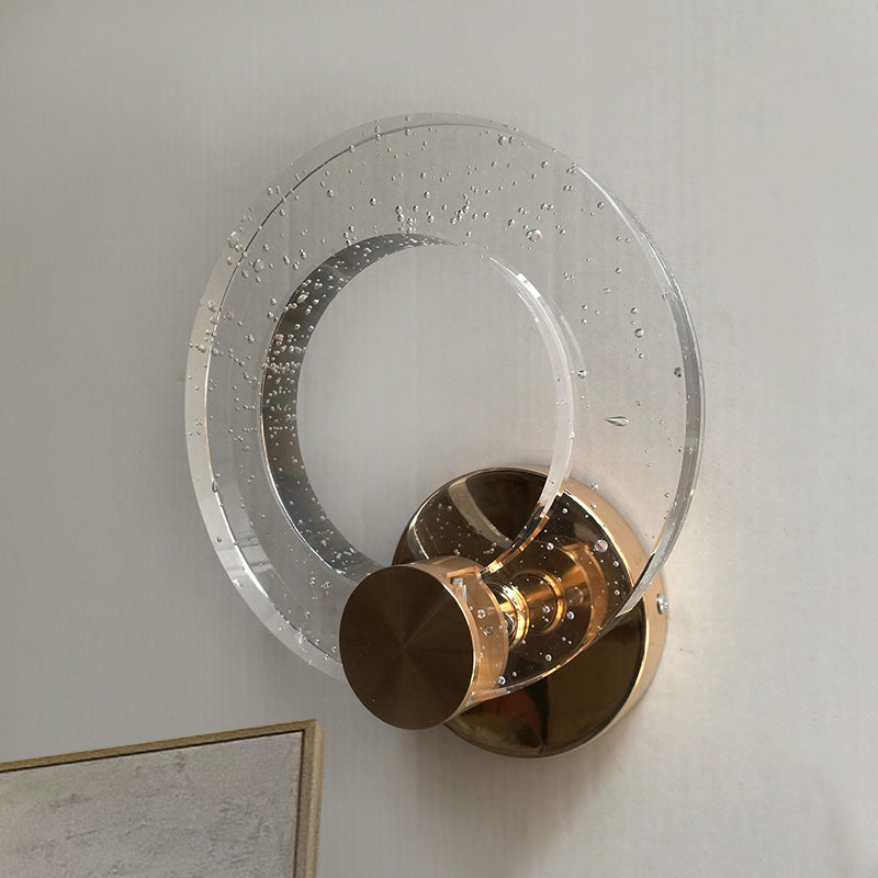 Bubble Clear Crystal Ring LED Sconce Light Modern 1 Light Wall Lamp in White/Warm Light for Bedroom Restaurant Clear Clearhalo 'Cast Iron' 'Glass' 'Industrial' 'Modern wall lights' 'Modern' 'Tiffany' 'Traditional wall lights' 'Wall Lamps & Sconces' 'Wall Lights' Lighting' 767806