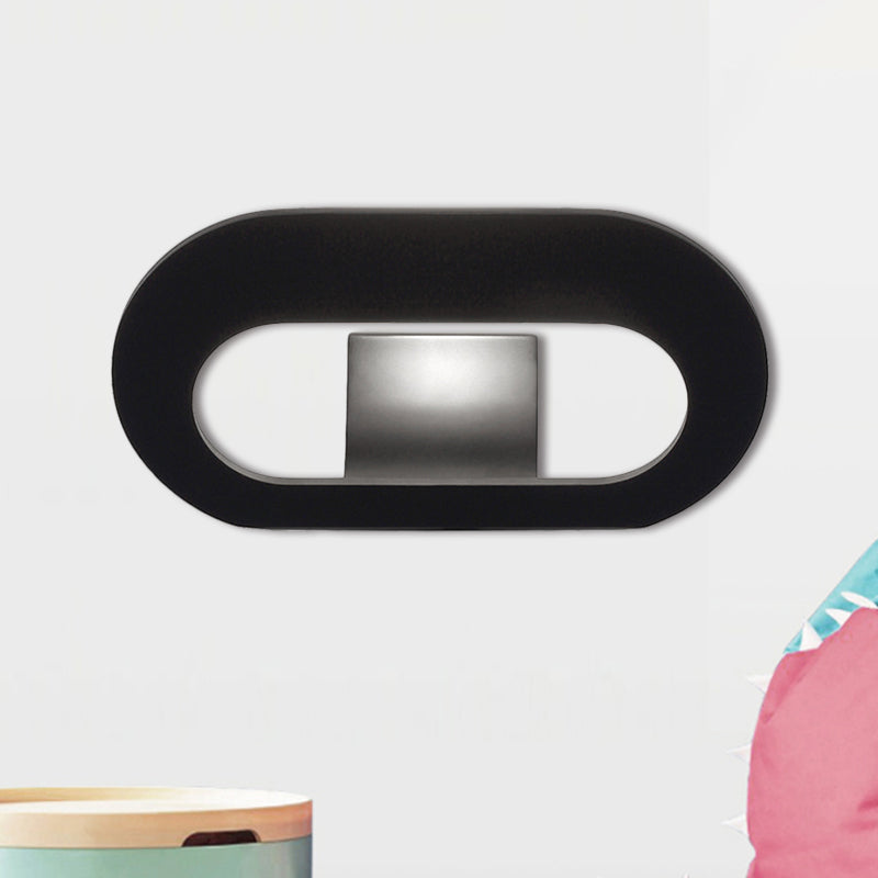 Oval Shade Bedroom Wall Lamp Aluminum Warm/White Lighting LED Simple Stylish Wall Sconce Lighting in Black/Grey Black Clearhalo 'Cast Iron' 'Glass' 'Industrial' 'Modern wall lights' 'Modern' 'Tiffany' 'Traditional wall lights' 'Wall Lamps & Sconces' 'Wall Lights' Lighting' 767840