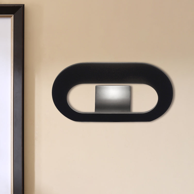 Oval Shade Bedroom Wall Lamp Aluminum Warm/White Lighting LED Simple Stylish Wall Sconce Lighting in Black/Grey Clearhalo 'Cast Iron' 'Glass' 'Industrial' 'Modern wall lights' 'Modern' 'Tiffany' 'Traditional wall lights' 'Wall Lamps & Sconces' 'Wall Lights' Lighting' 767841