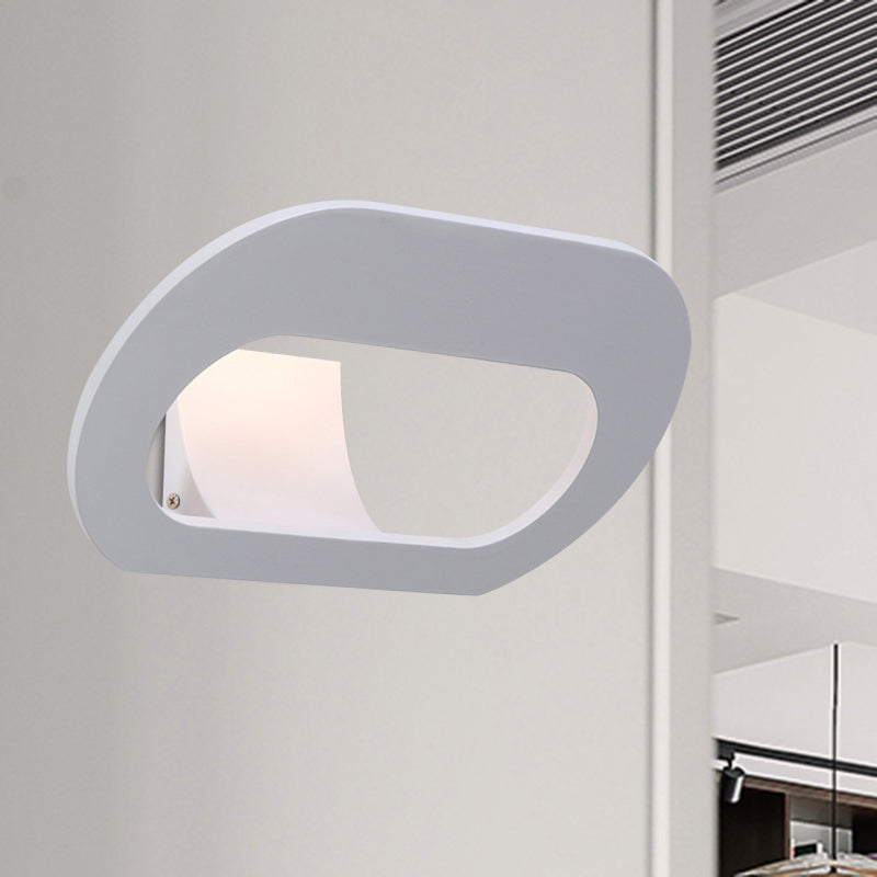 Oval Shade Bedroom Wall Lamp Aluminum Warm/White Lighting LED Simple Stylish Wall Sconce Lighting in Black/Grey Clearhalo 'Cast Iron' 'Glass' 'Industrial' 'Modern wall lights' 'Modern' 'Tiffany' 'Traditional wall lights' 'Wall Lamps & Sconces' 'Wall Lights' Lighting' 767847