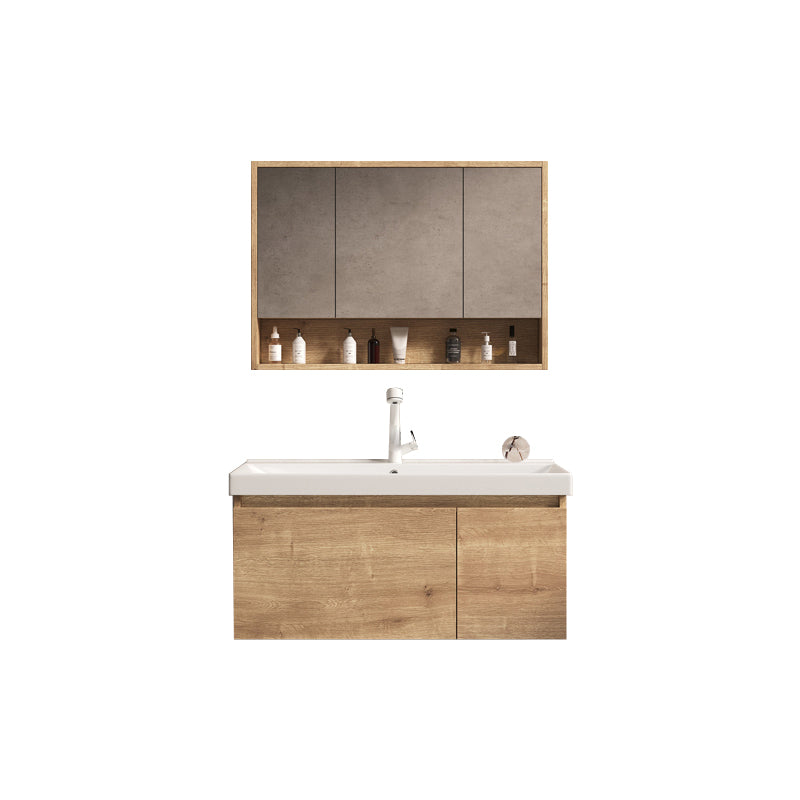 Mid Century Modern Sink Vanity Wall Mount Bathroom Sink Vanity with Mirror Vanity & Faucet & Mirror Cabinet https: res.litfad.com site img item 2023 02 10 7678476 1200x1200.jpg Clearhalo 'Bathroom Remodel & Bathroom Fixtures' 'Bathroom Vanities' 'bathroom_vanities' 'Home Improvement' 'home_improvement' 'home_improvement_bathroom_vanities' 7678476