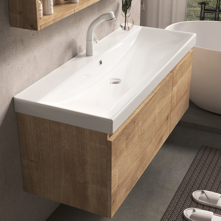 Mid Century Modern Sink Vanity Wall Mount Bathroom Sink Vanity with Mirror Clearhalo 'Bathroom Remodel & Bathroom Fixtures' 'Bathroom Vanities' 'bathroom_vanities' 'Home Improvement' 'home_improvement' 'home_improvement_bathroom_vanities' 7678478