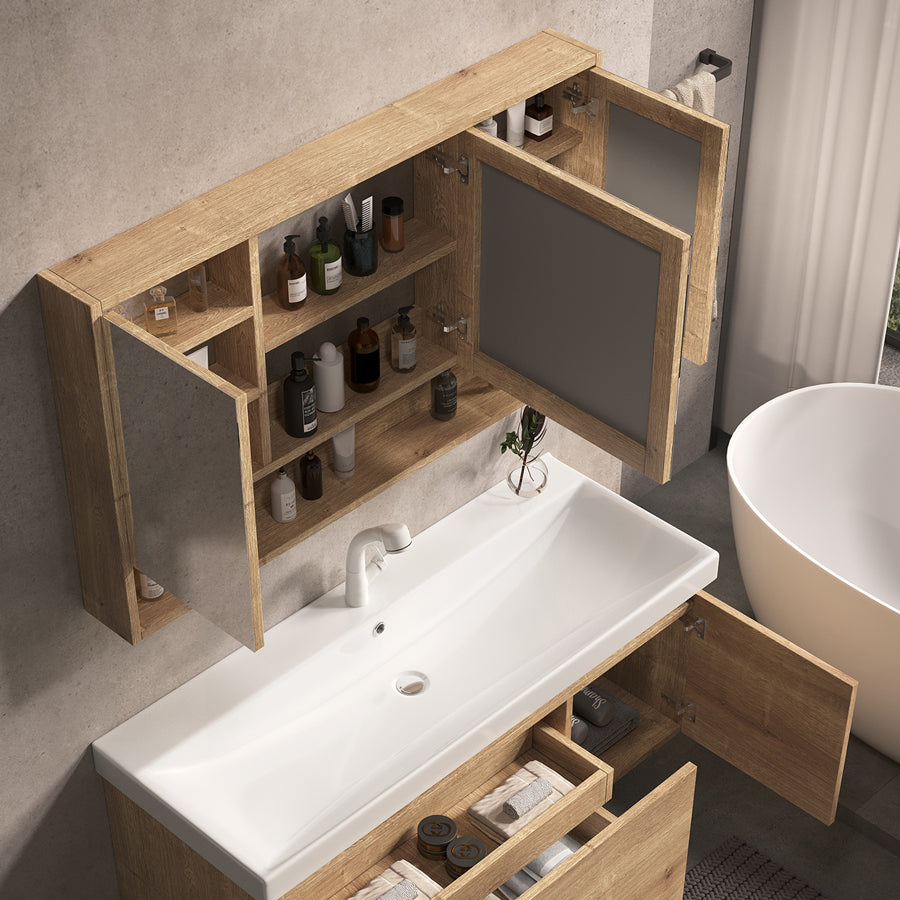 Mid Century Modern Sink Vanity Wall Mount Bathroom Sink Vanity with Mirror Clearhalo 'Bathroom Remodel & Bathroom Fixtures' 'Bathroom Vanities' 'bathroom_vanities' 'Home Improvement' 'home_improvement' 'home_improvement_bathroom_vanities' 7678485