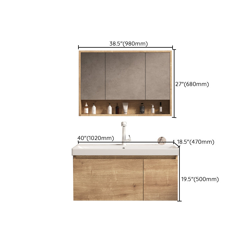 Mid Century Modern Sink Vanity Wall Mount Bathroom Sink Vanity with Mirror Clearhalo 'Bathroom Remodel & Bathroom Fixtures' 'Bathroom Vanities' 'bathroom_vanities' 'Home Improvement' 'home_improvement' 'home_improvement_bathroom_vanities' 7678490