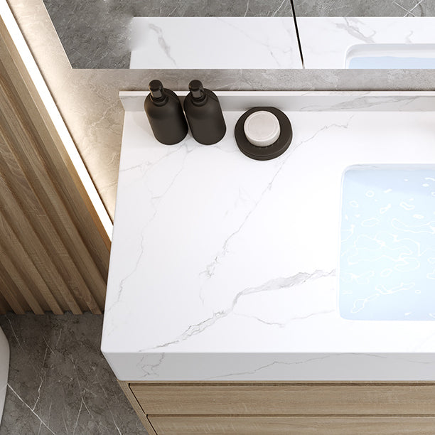 Modern Wall Mount Bathroom Vanity Set Wood Sink Vanity with Mirror Clearhalo 'Bathroom Remodel & Bathroom Fixtures' 'Bathroom Vanities' 'bathroom_vanities' 'Home Improvement' 'home_improvement' 'home_improvement_bathroom_vanities' 7678499