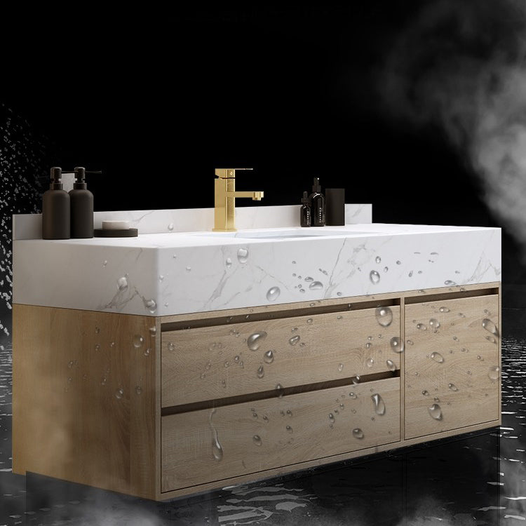 Modern Wall Mount Bathroom Vanity Set Wood Sink Vanity with Mirror Clearhalo 'Bathroom Remodel & Bathroom Fixtures' 'Bathroom Vanities' 'bathroom_vanities' 'Home Improvement' 'home_improvement' 'home_improvement_bathroom_vanities' 7678504