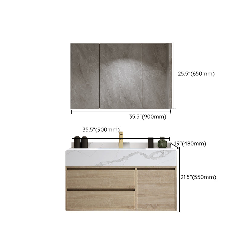 Modern Wall Mount Bathroom Vanity Set Wood Sink Vanity with Mirror Clearhalo 'Bathroom Remodel & Bathroom Fixtures' 'Bathroom Vanities' 'bathroom_vanities' 'Home Improvement' 'home_improvement' 'home_improvement_bathroom_vanities' 7678511
