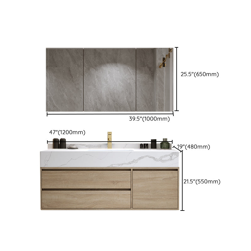 Modern Wall Mount Bathroom Vanity Set Wood Sink Vanity with Mirror Clearhalo 'Bathroom Remodel & Bathroom Fixtures' 'Bathroom Vanities' 'bathroom_vanities' 'Home Improvement' 'home_improvement' 'home_improvement_bathroom_vanities' 7678514