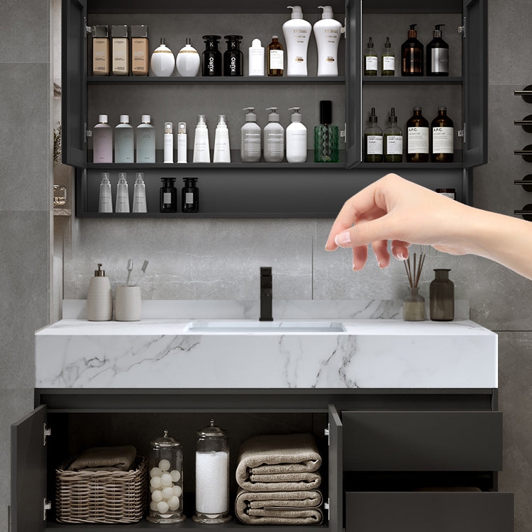 Modern Wall Mount Bathroom Sink Vanity Wood Sink Vanity with Mirror Clearhalo 'Bathroom Remodel & Bathroom Fixtures' 'Bathroom Vanities' 'bathroom_vanities' 'Home Improvement' 'home_improvement' 'home_improvement_bathroom_vanities' 7678526